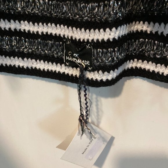 OF Handmade of Italy women's size S small metallic stretch knit freestyle poncho - Picture 5 of 7